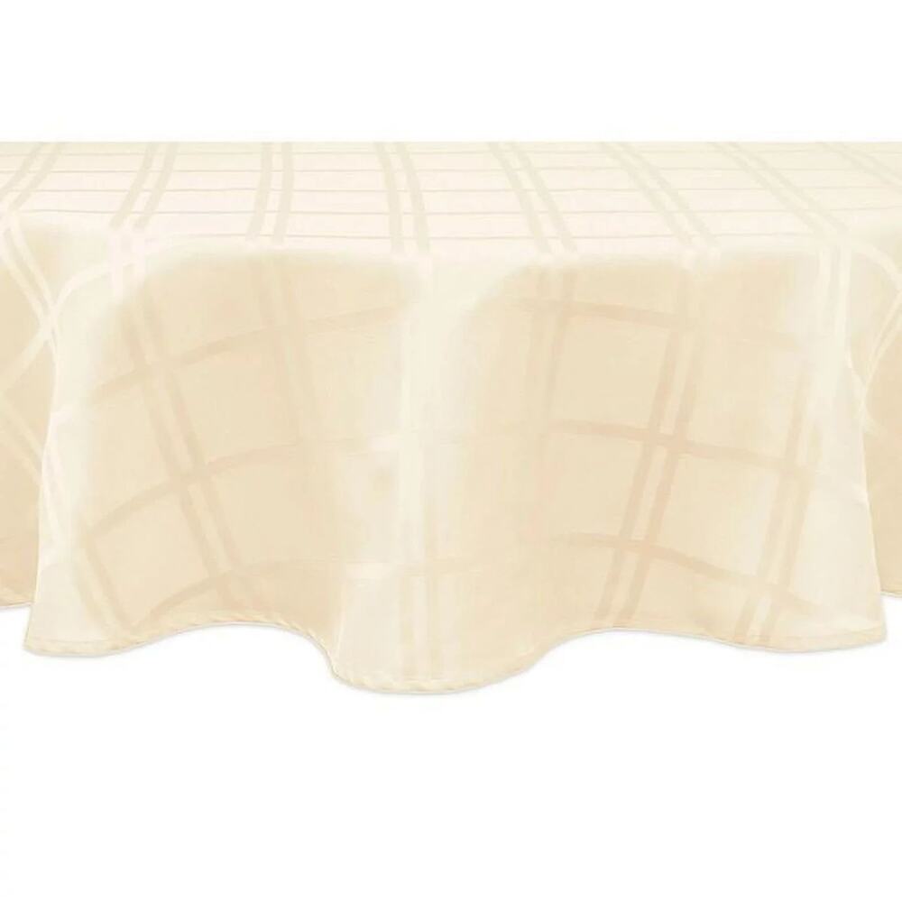 Origins Microfiber Tablecloth Bone Tone on Tone Squares 52x70 New